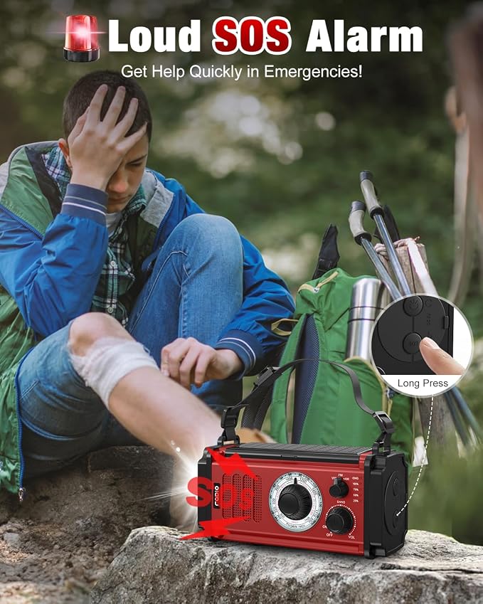 10000wAh/37000mWh Emergency Hand Crank Radio, Solar AM FM NOAA Weather Radio - Image 6