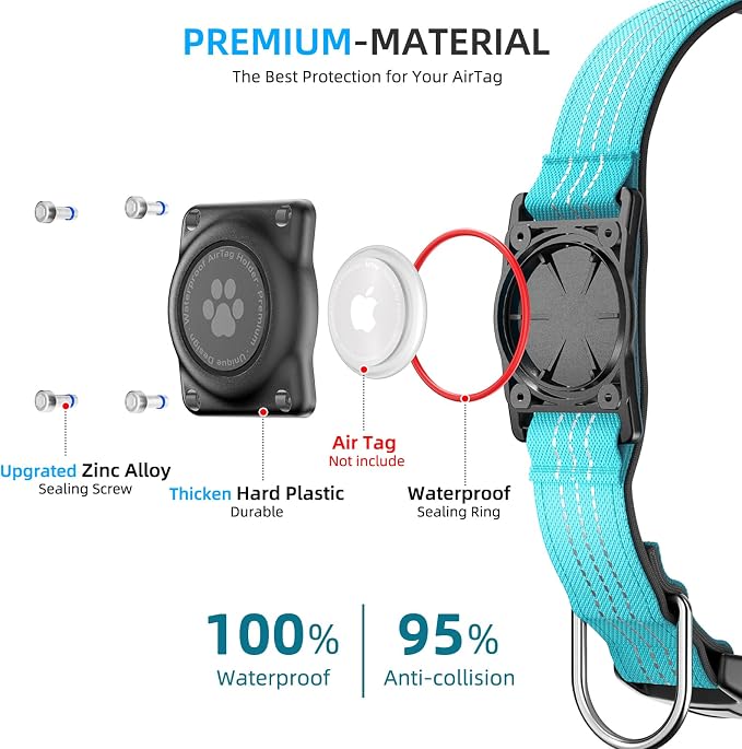 Upgraded AirTag Dog Collar, IP68 Waterproof Air Tag Dog Collar Holder, - Image 3
