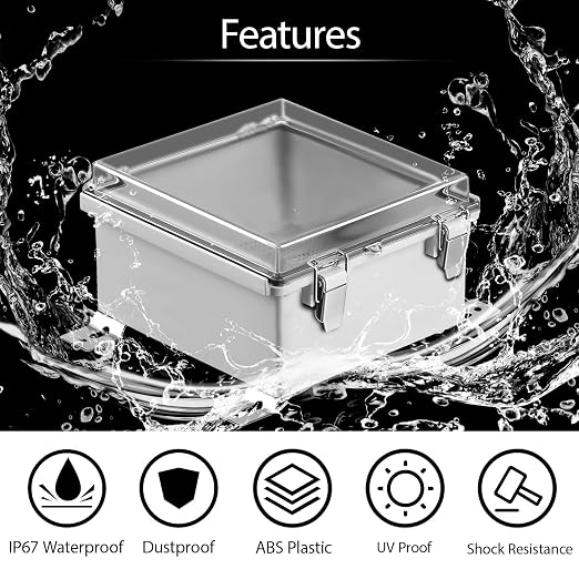 LeMotech Electrical Box, IP67 Waterproof Hinged Clear Cover Stainless Steel - Image 3