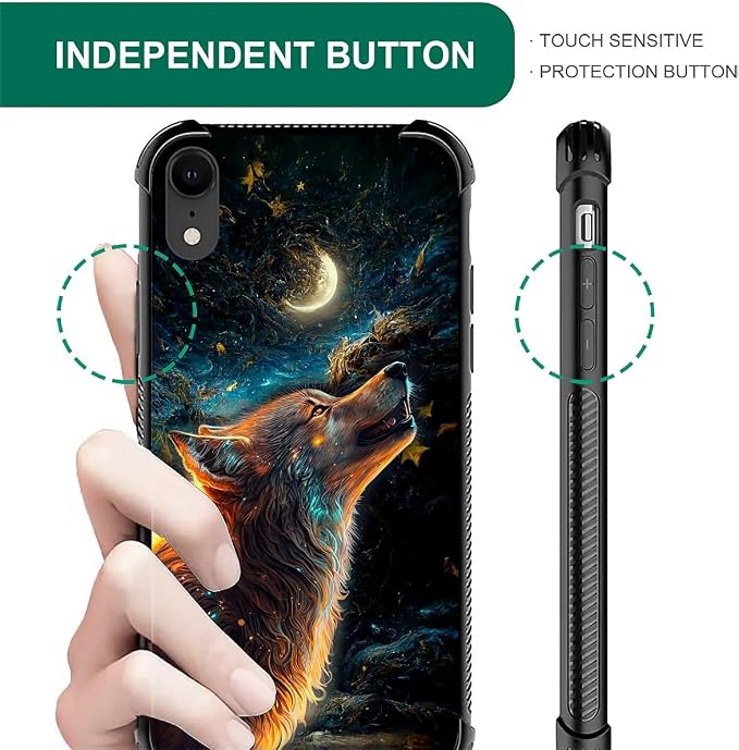 for iPhone XR Case, Star Cave Hungry Wolf Pattern Graphic Design Girl Boy Soft - Image 4