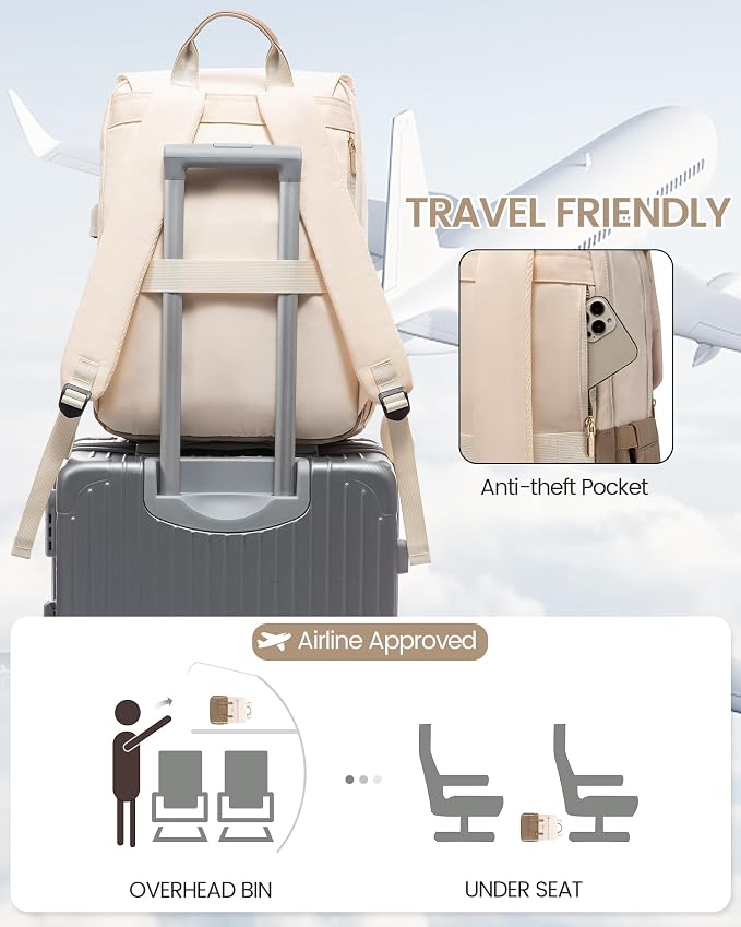 LOVEVOOK Laptop Backpack for Women Vintage Travel Backpack Purse Airline - Image 3