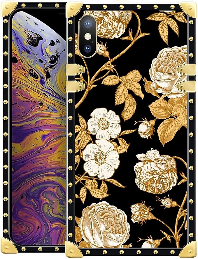 Compatible with iPhone XR Case, Blooming Rose Golden Flower Luxury Golden by Unknown