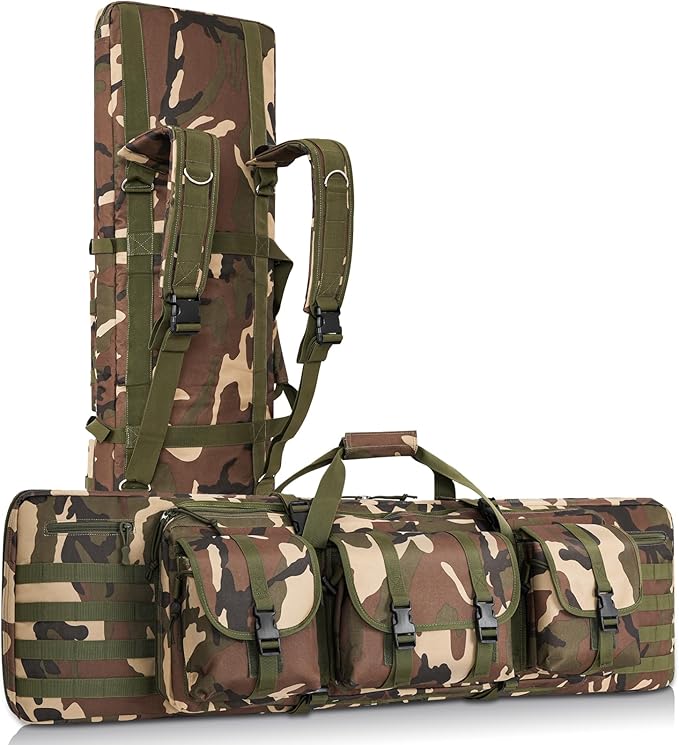 DULCE DOM 36 42 48 Inch Double Rifle Case, Tactical Soft Padded Backpack by DULCEDOM