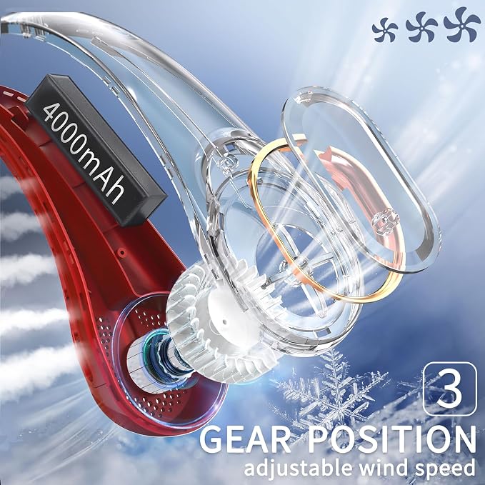 FrSara Neck Fan, Portable Fan Strong Wind, Upgraded 4000mAh, Upgraded Air Volume - Image 4