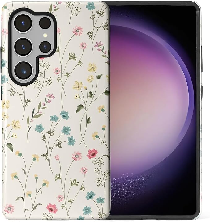 for Samsung Galaxy S25 Ultra Case, HL2 Beige Flower Branch Hybrid 2 Layer Hard by Unknown