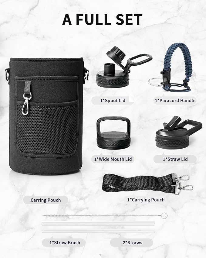 Trebo Water Bottle 64oz with Paracord Handle, Half Gallon Large Vacuum Triple - Image 7