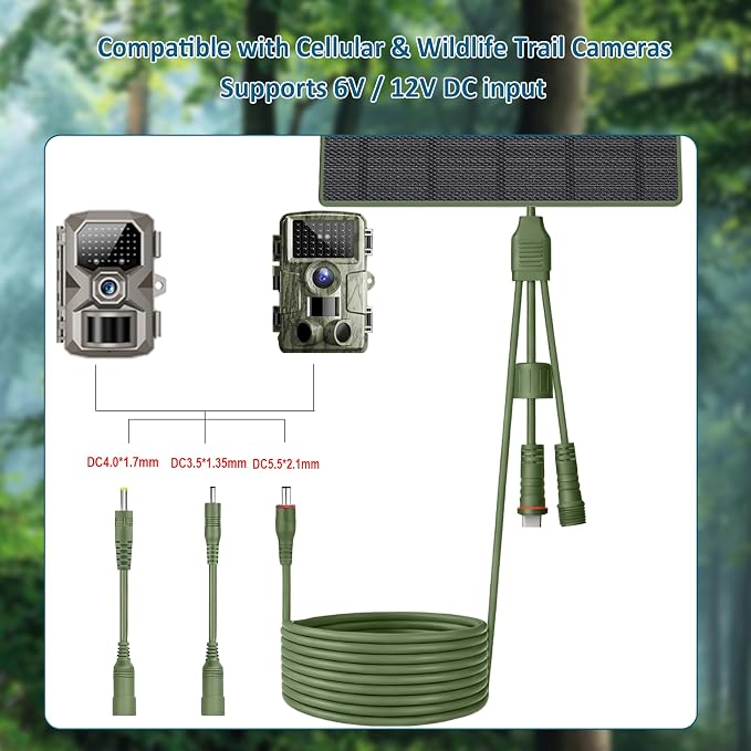 Zivif Solar Panel for Trail Camera, 5W Solar Charger Built-in 5200mAh - Image 3