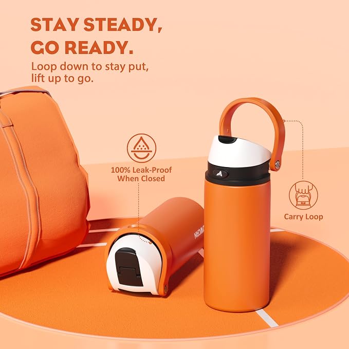 POWCAN 18 oz Steel Insulated Water Bottle: 2-in-1 Push-Button Spout & - Image 4
