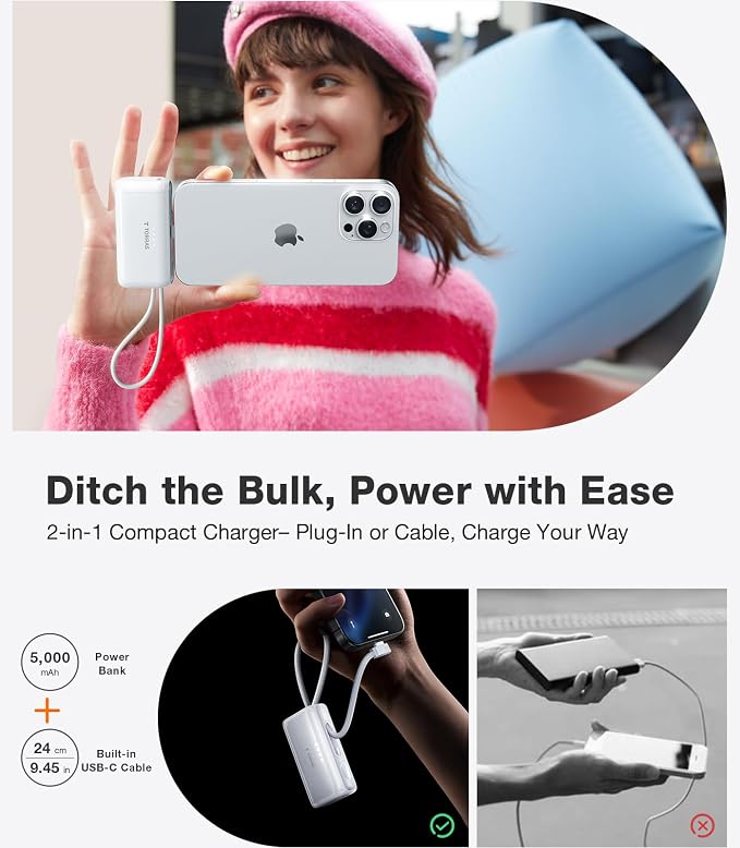TORRAS iPhone 16 Portable Charger, 5000mAh 22.5W Power Bank - Image 4