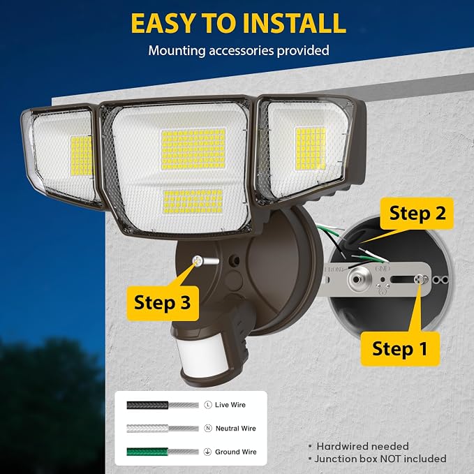 Abovizo 90W Motion Sensor Outdoor Lights, 10000LM LED Flood Light Outdoor - Image 7
