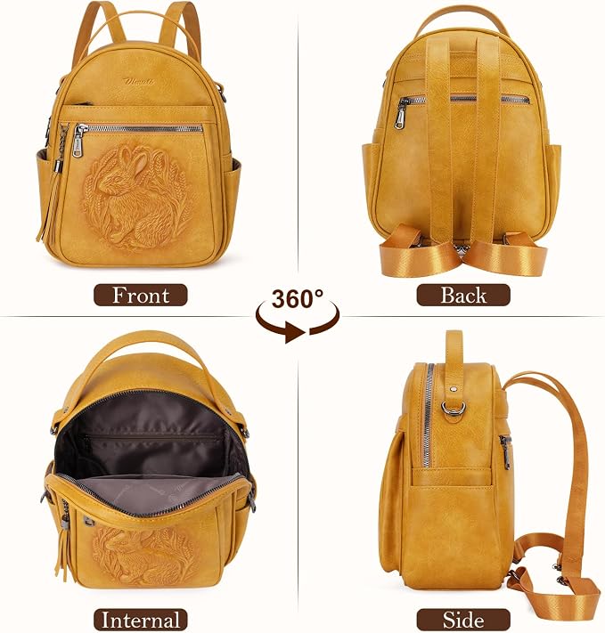 Mini Backpack Purse for Women, Embossed Leather Small Backpack Fashion Travel - Image 4