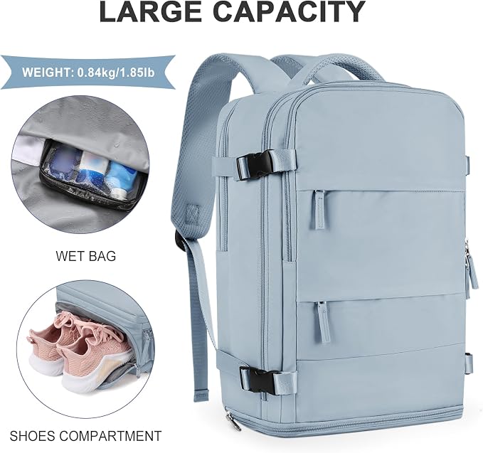 coowoz Large Travel Backpack For Women Men, Carry On Backpack Flight Approved - Image 4