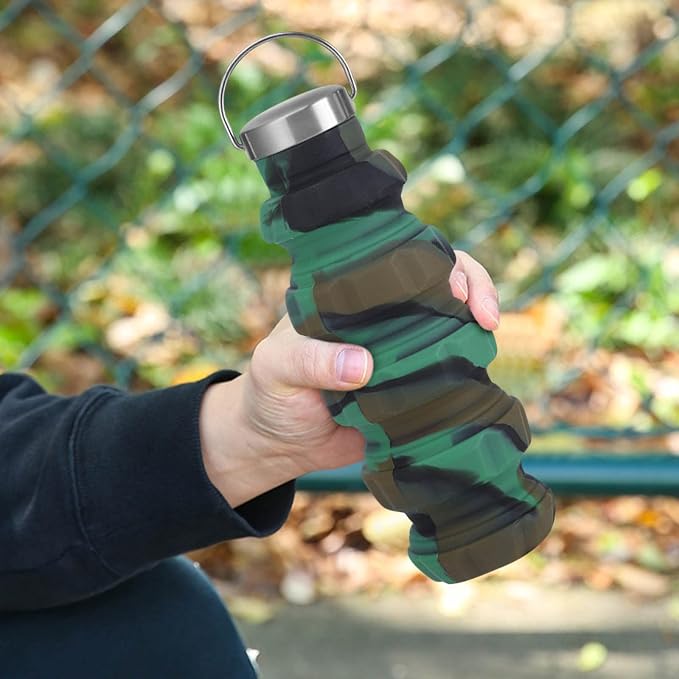 500ml Collapsible Water Bottles Silicone Motivational Bottle - Image 7