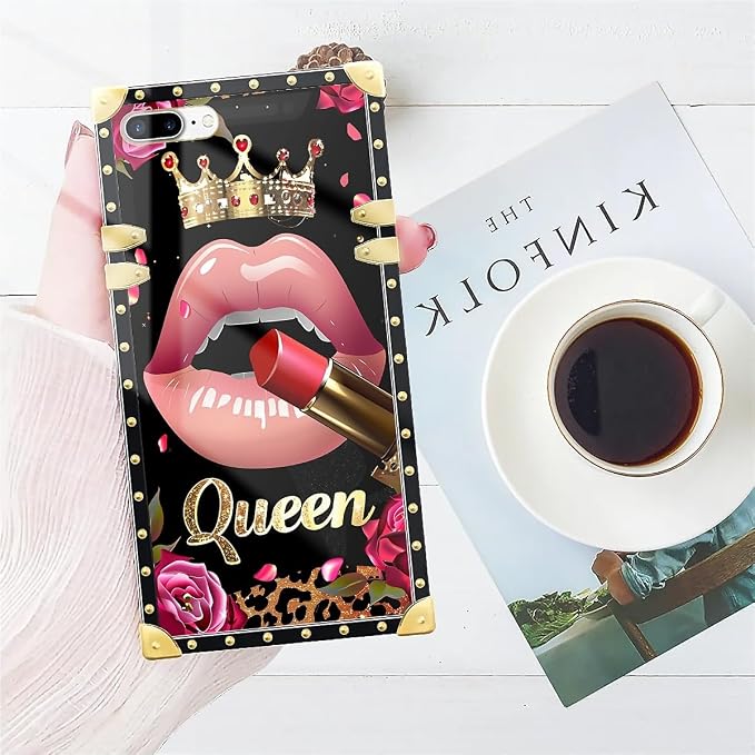Compatible with iPhone 8 Plus 7 Plus Case, Glitter Red Rose Queen Leopard - Image 7
