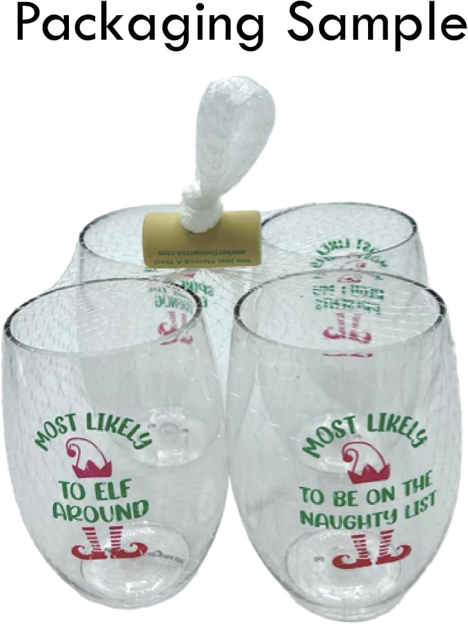 Set of 4 Shatterproof Designer 16 oz Plastic Wine Glasses MADE in the USA - Image 2
