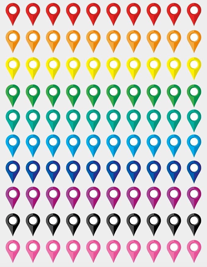 0.375x0.6 inch 100 PCS Map Location Position Stickers by Poskornwel