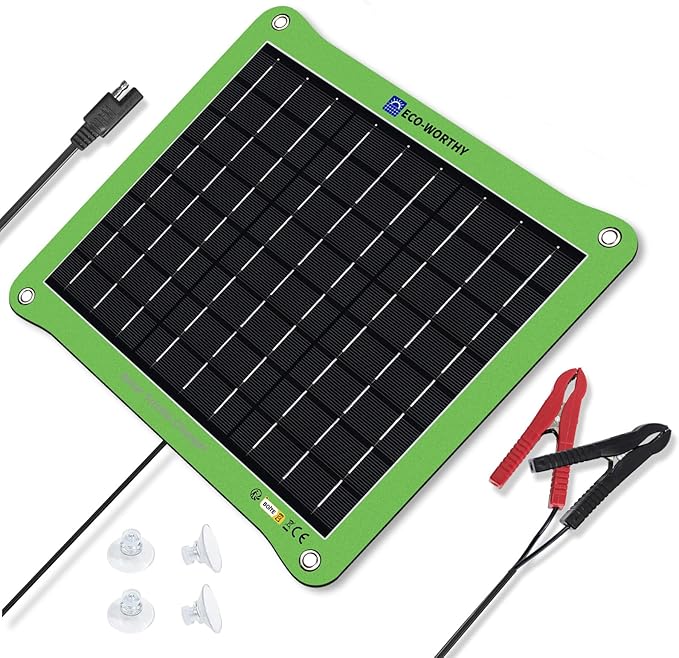 ECO-WORTHY Upgrade 7.5W Solar Car Battery Charger Maintainer 12V Waterproof by ECO-WORTHY