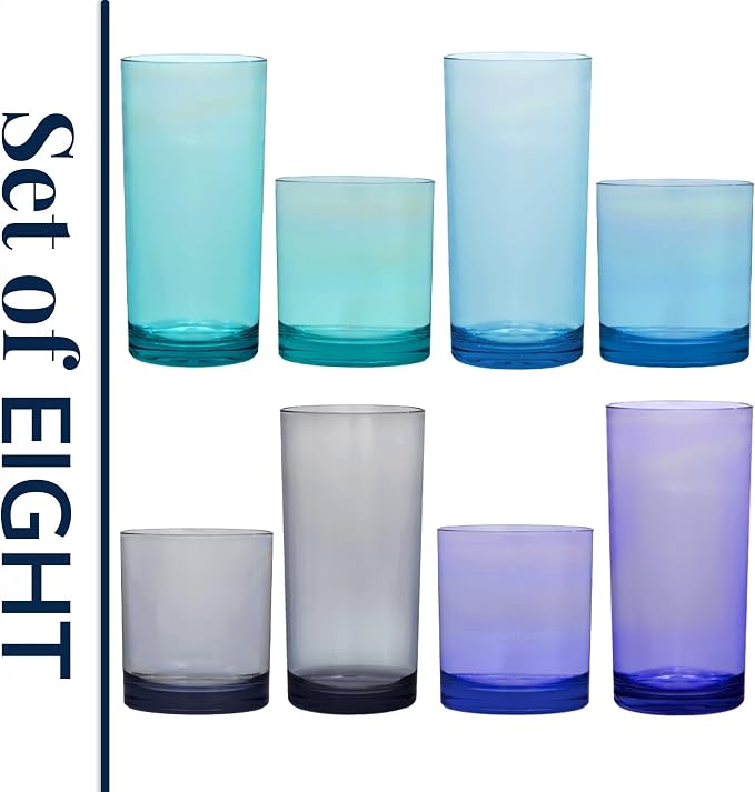 US Acrylic Classic Plastic Reusable Drinking Glasses 12oz Rocks & 16oz Water - Image 8