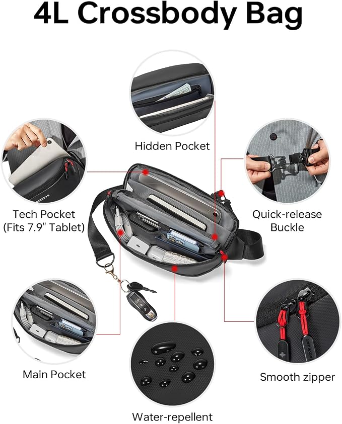 CROSSGEAR Travel Laptop Backpack + Crossbody Sling Bag Set, Fits 14-17.3" - Image 3