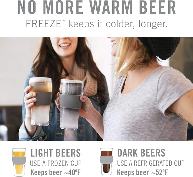 HOST Freeze Beer Glasses, 16 ounce Freezer Gel Chiller Double Wall Plastic - Image 2