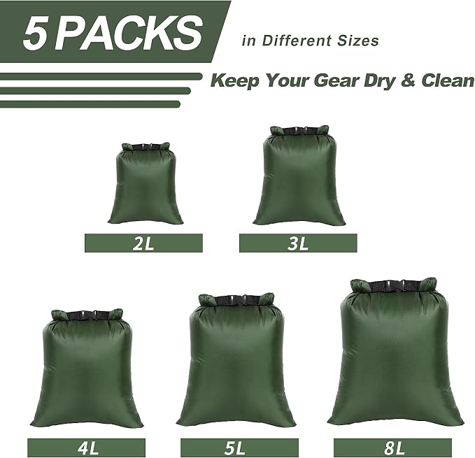 Dry Bags Waterproof Set, 5 Packs Ultralight Waterproof Bags Small Stuff Sack - Image 8