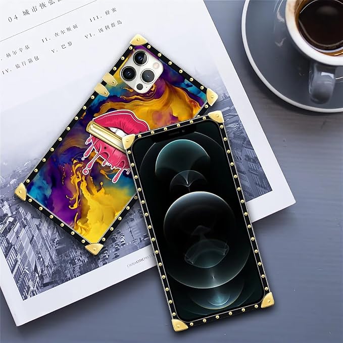 Compatible with iPhone 11 Pro Max Case, Cool Corlorful Lip Marble Luxury Golden - Image 6