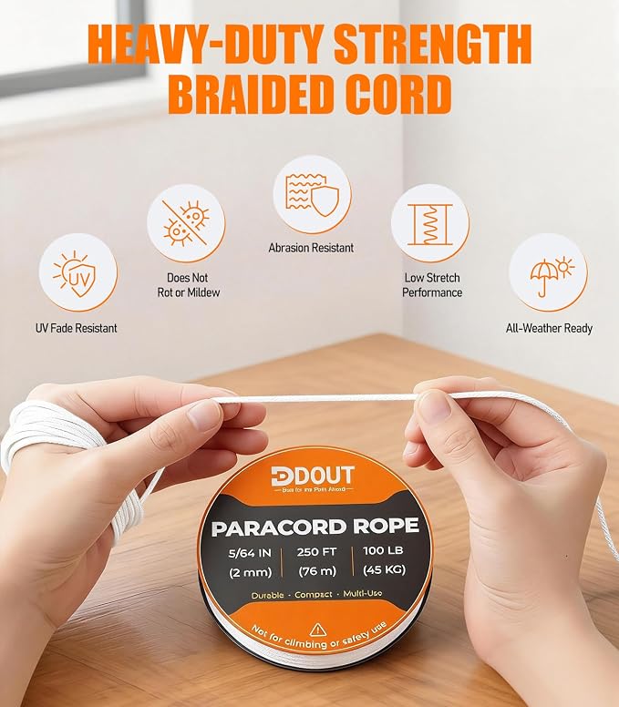 DDOUT 2mm Paracord 100lb, Thin Micro Paracord Rope, DIY Projects, Camping & - Image 3