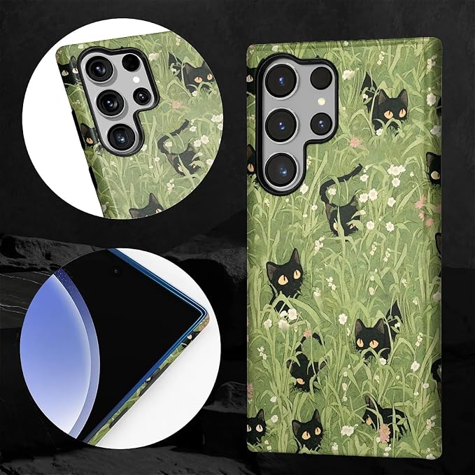 for Samsung Galaxy S24 Ultra Case, HL2 Grass Cat Hybrid 2 Layer Hard Shell - Image 4
