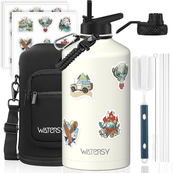 1 Gallon Water Bottle Insulated, BPA Free&Leak Proof, 128oz Stainless Steel by Watersy