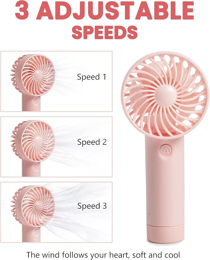 6 Pcs Mini Handheld Fan Bulk, 3 Speed Portable Personal USB Rechargeable Fan - Image 3