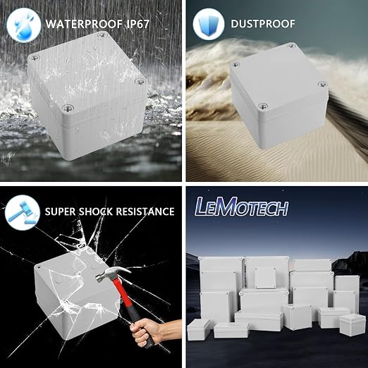 LeMotech IP67 Waterproof Junction Box ABS Plastic Project Box Dustproof - Image 8