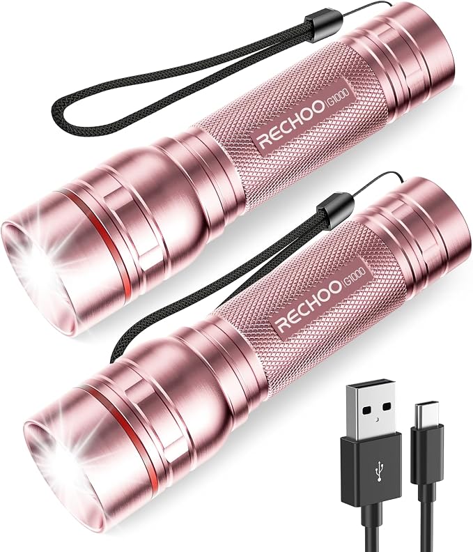 Rechargeable Flashlights High Lumens, G1000 Super Bright Flash Light 2 Pack by RECHOO