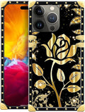 Compatible with iPhone 15 Pro Case, Shine Gold Rose Luxury Golden Decoration by Unknown