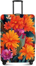 ANNA QUEEN Boho Floral Luggage Cover, Spring Orange Flower Pattern Suitcase by ANNAQUEEN