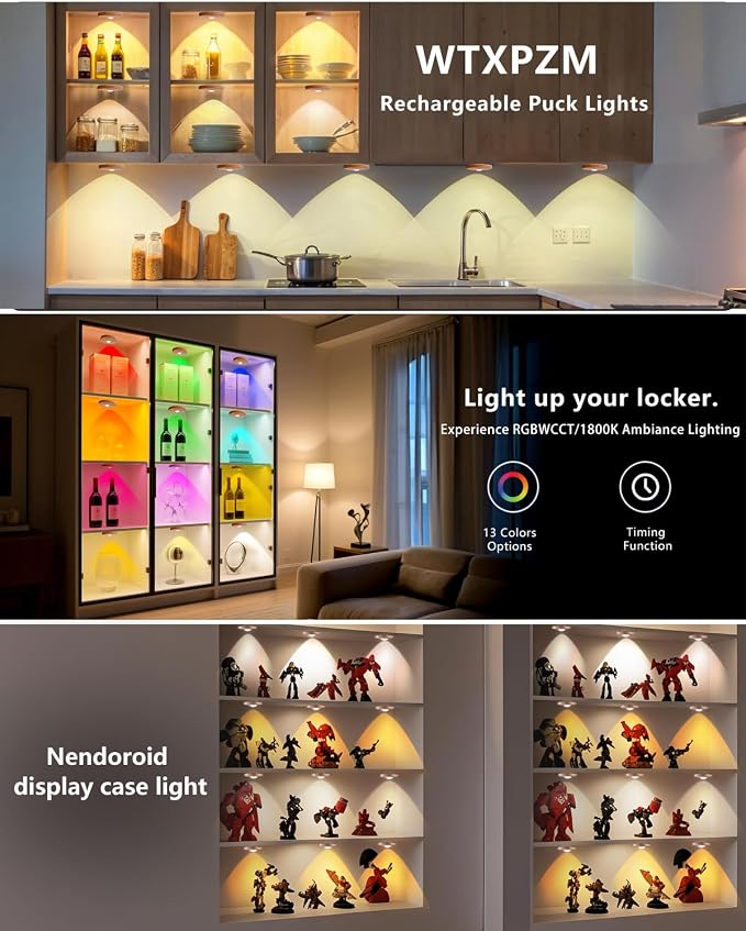 Puck lights with remote, 2000mAh rechargeable cabinet light, Under Cabinet - Image 3