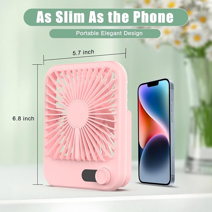 Portable Fan Rechargeable, Small Desk Fan Quiet, 180°Tilt Adjustable Personal - Image 4