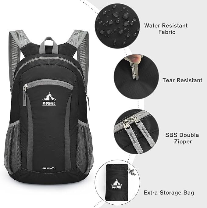 G4Free 16L Hiking Daypack, Lightweight Packable Small Backpack - Image 4