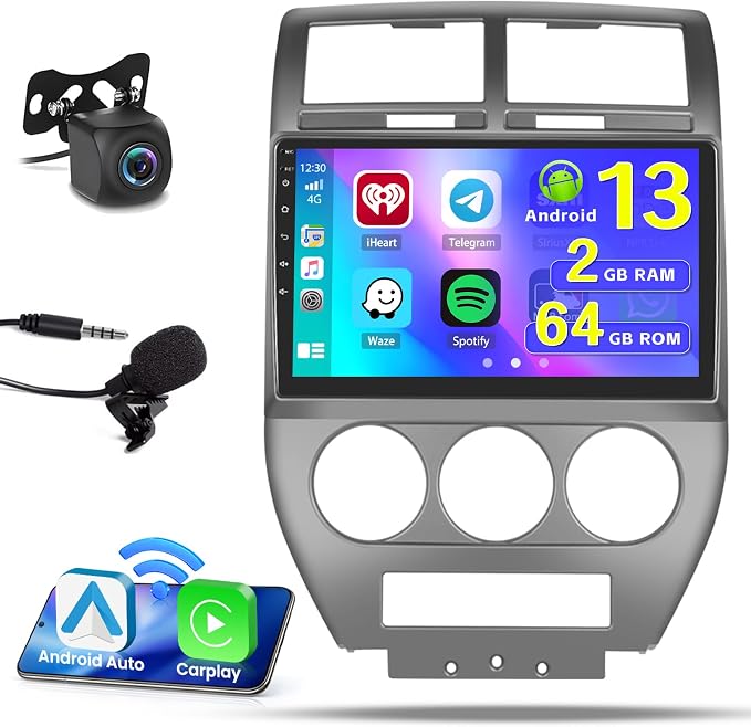 Android 15 Car Stereo for Jeep Compass Patriot 2007-2010, Hikity 9 Inch by Hikity
