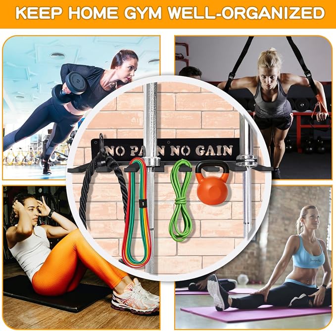 Gym Home Rack 8 Hook Heavy-Duty Wall-mounted Organizer Multi-Purpose Workout - Image 7
