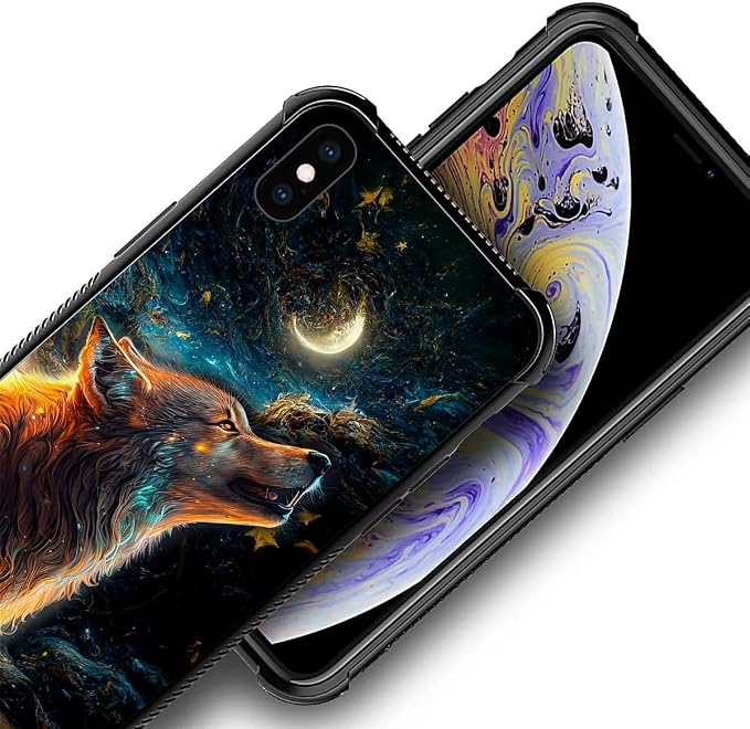 for iPhone Xs Max Case, Star Cave Hungry Wolf Pattern Graphic Design Girl Boy - Image 3