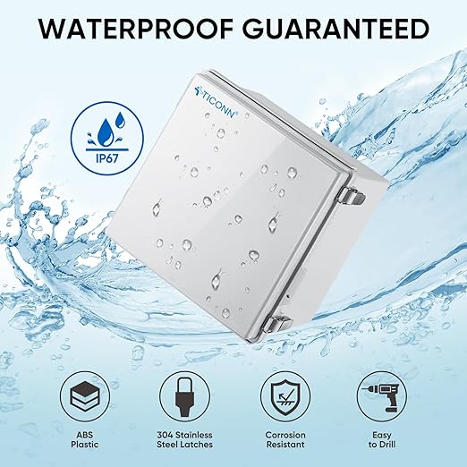 TICONN Outdoor Electrical Box Waterproof, Junction Box IP67 ABS Plastic - Image 2