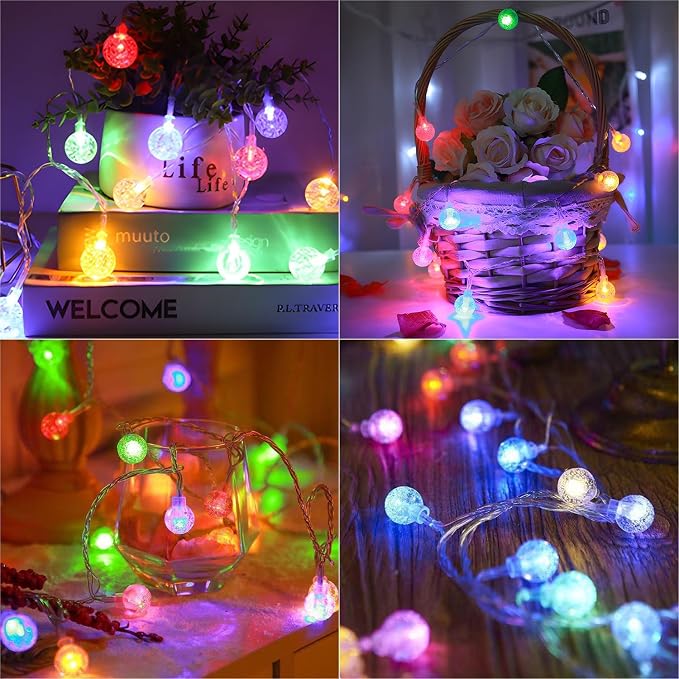 Metaku RGB Globe String Lights Battery Operated 26ft 60LED Fairy String Lights - Image 4