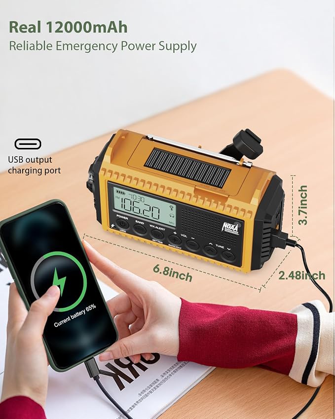 Emergency Radio, Hand Crank NOAA Weather Radio - Image 4