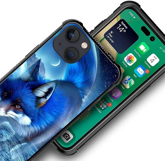 for iPhone 13 Mini Case, Snowy Mountain Fox Lake Pattern Graphic Design Girl - Image 3