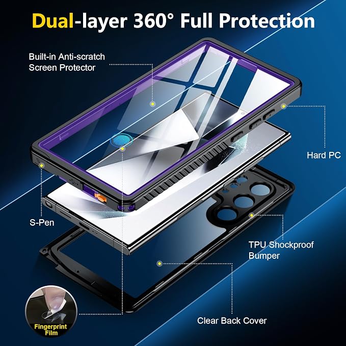 SPIDERCASE Upgraded for Samsung Galaxy S24 Ultra Case Waterproof, Built-in - Image 6
