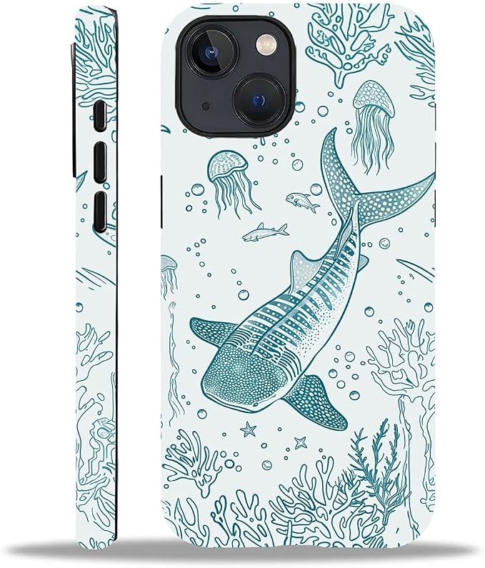 for iPhone 13/14 Case, HH2 Ocean Whale Shark Hybrid 2 Layer Hard Shell Silicone by Unknown