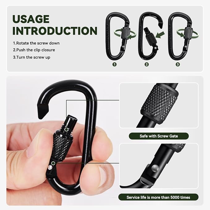 Carabiner Clip, Key Hooks for Keychain Aluminum D Ring Shape Carabiner - Image 5