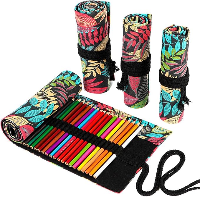 Funny live 24/36/48/72 Slots Colored Pencil Wrap Roll up Pen Holder Case by Funny+live