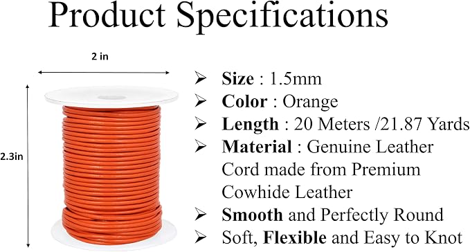 GENIQUE Real/Genuine Round Leather String Cord - Image 2