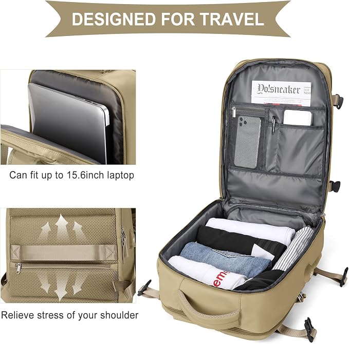 WONHOX Large Travel Backpack Carry on Flight Approved Laptop Work Business - Image 5